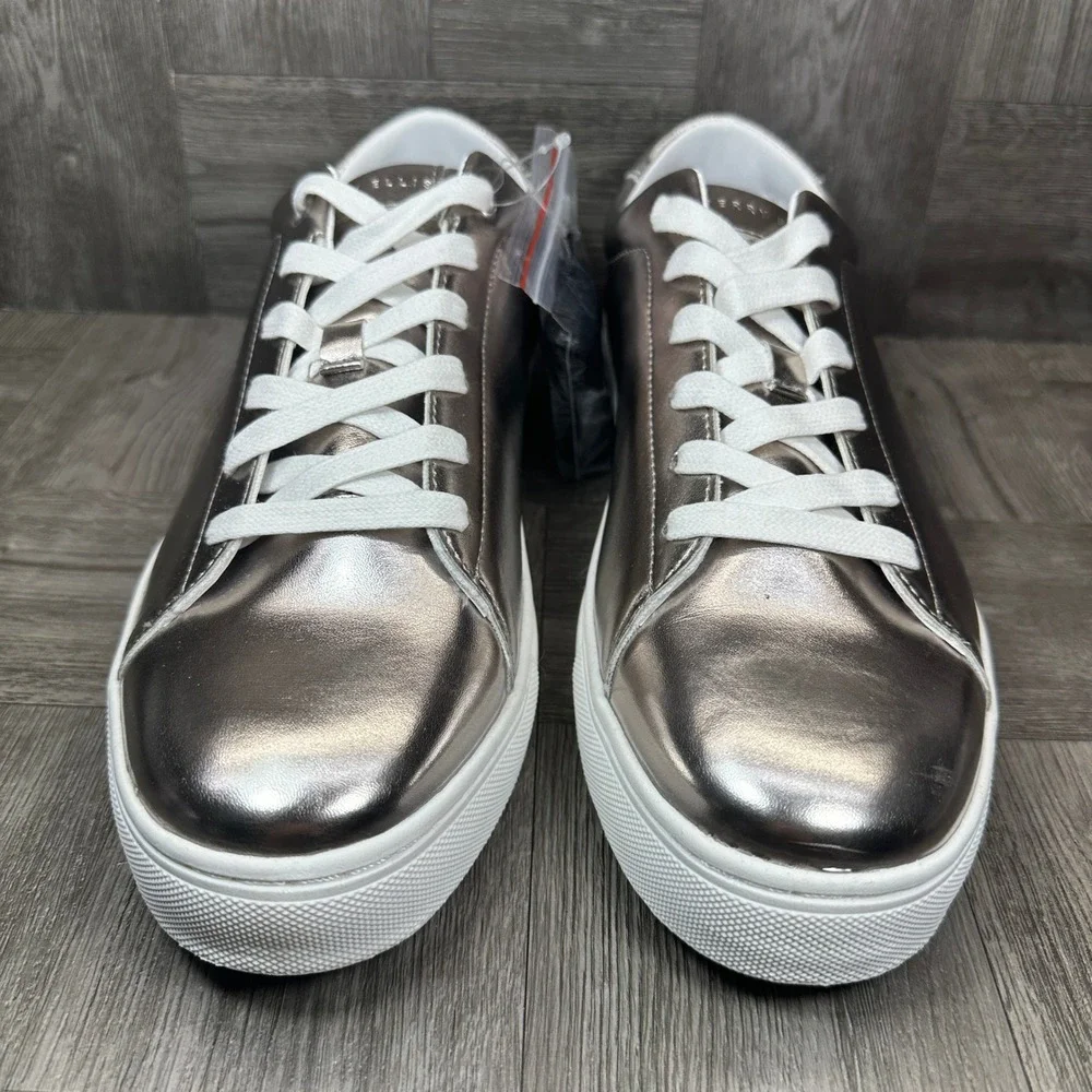 Perry Ellis Vincent 2.0 Sneakers Mens 10.5 Metallic Silver Casual Low Top NEW